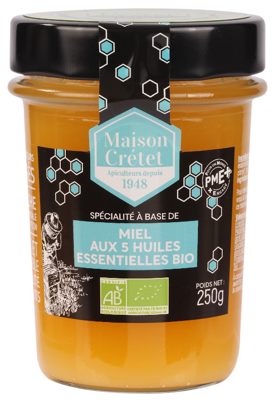 bio miel 5 huiles essentielles 250g