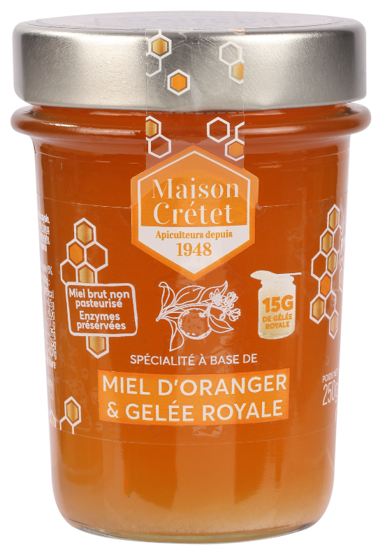 miels enrichis miel oranger gelée royale 250g