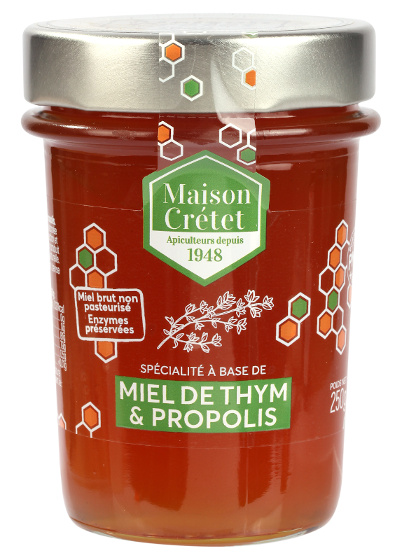 miels enrichis miel thym propolis 250g