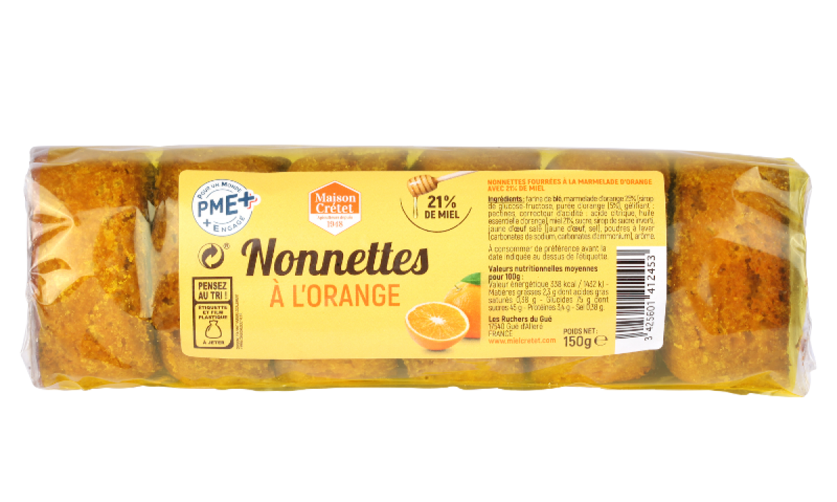 tradition nonnettes miel fourrées orange 150g